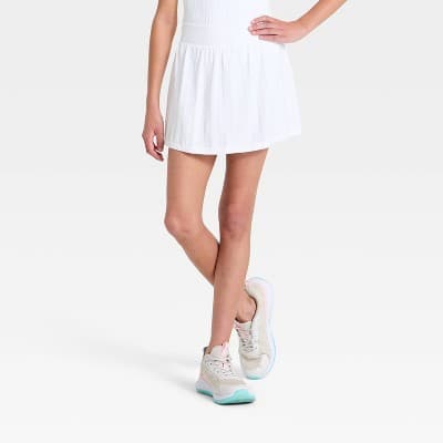 Girls' Seamless Textured Active Skort - All In Motion™ True White M