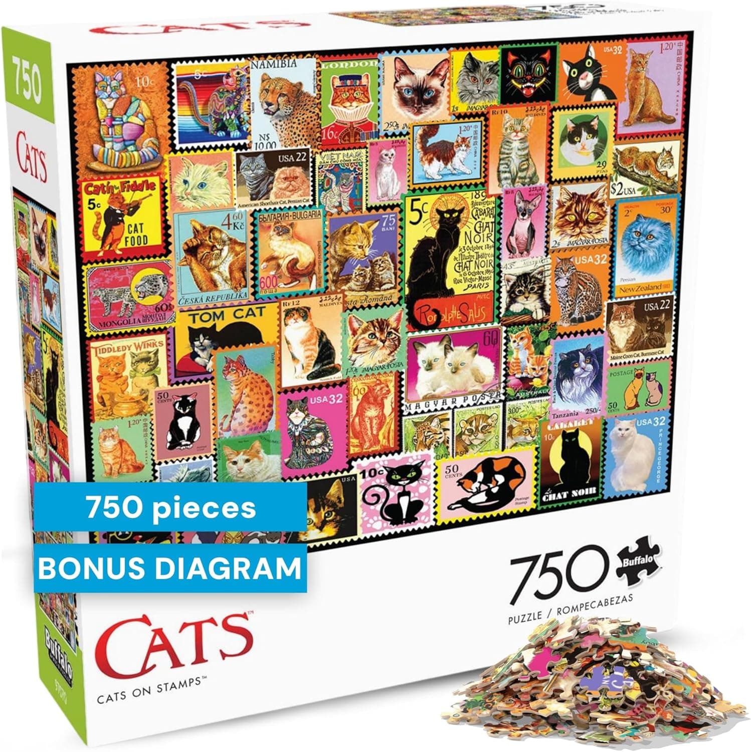 Enjoy a Feline-Themed Puzzle Delight: Buffalo Games Lewis T. Johnson Cats on Stamps 750 Piece Jigsaw