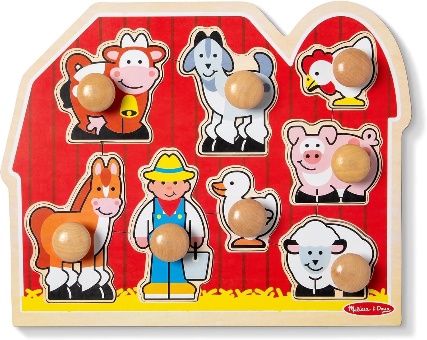 Melissa & Doug Farm Animals Jumbo Knob Puzzle: Boost Toddler Skills