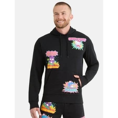 Hello Kitty and Friends Men's and Big Men's Front Back Graphic Hoodie, Sizes XS-3XL