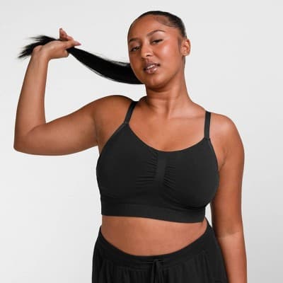 kindred by Kindred Bravely Women's Hands-Free Pumping Lounge & Sleep Bra - Black S-Busty: Seamless, Light Support
