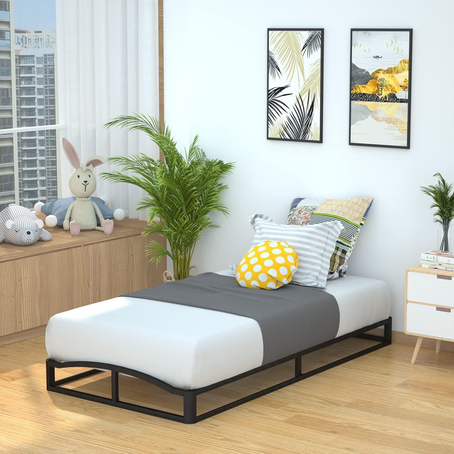 Sturdy Amazon Basics Bed Frame - Twin, Black