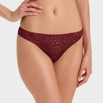 Women's Rose Lace Cheeky Underwear - Auden™ Red L