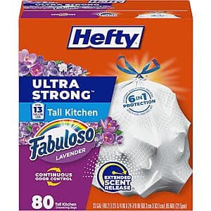 Stock Up on 80-Count Hefty Ultra Strong Tall Kitchen Trash Bags for $7.80