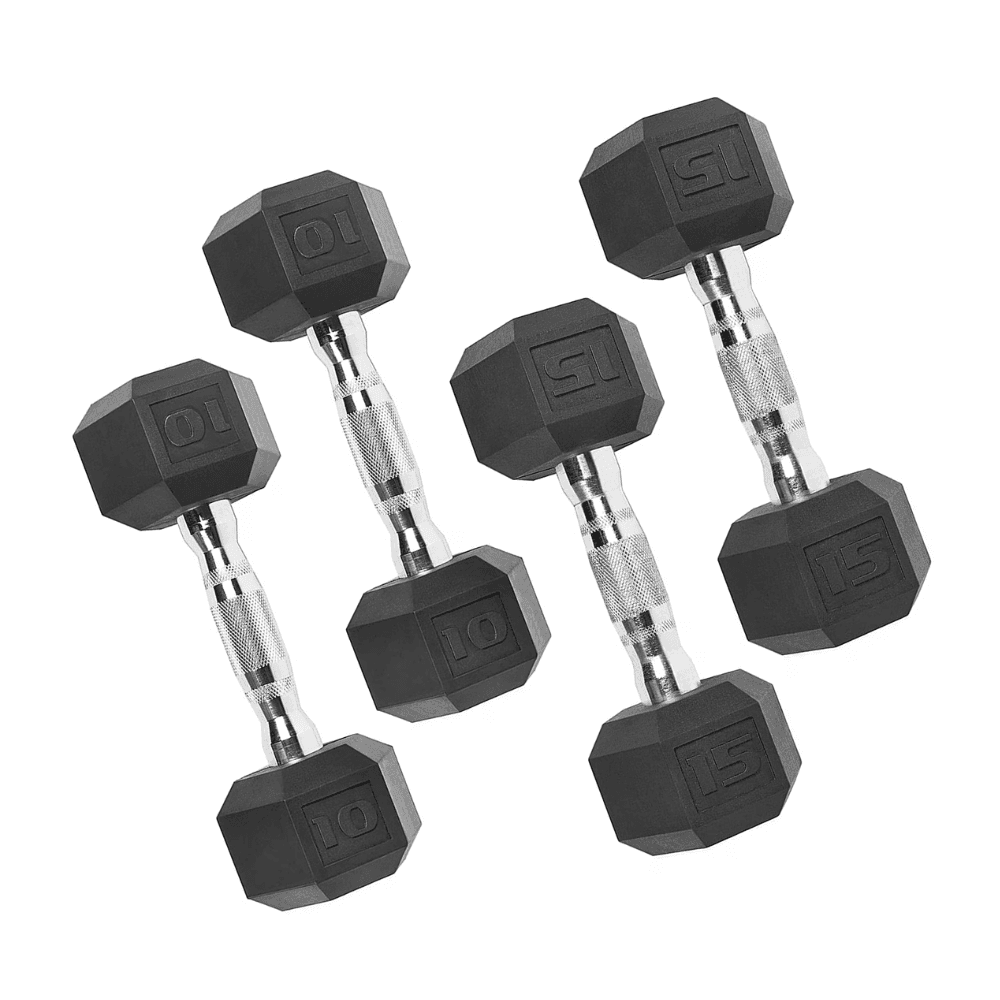 Sculpt Your Muscles with 4-Piece Coated Hex Dumbbells for $40