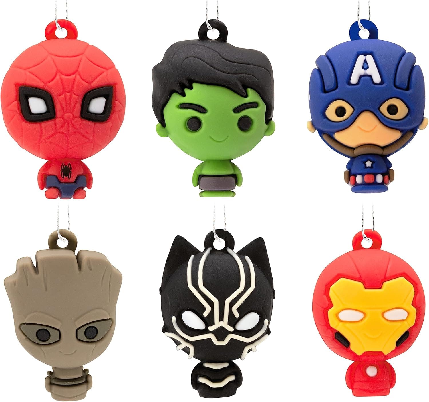 Marvel Super Heroes Mini Christmas Ornaments: Shatterproof Set of 6