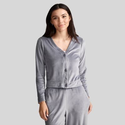 Jockey Generation™ Women's Luxe Velour Cardigan - Gray L