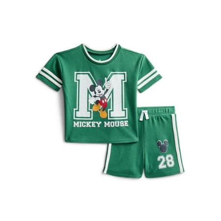 Mickey Mouse Baby Boys Athletic Graphic T-Shirt and Shorts Set, 2-Piece, Sizes 0/3M-24M