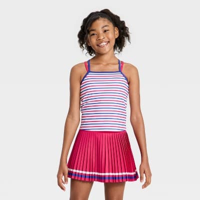 Girls' 4th of July Strappy Crop Active Tank Top - All In Motion™ Cream L