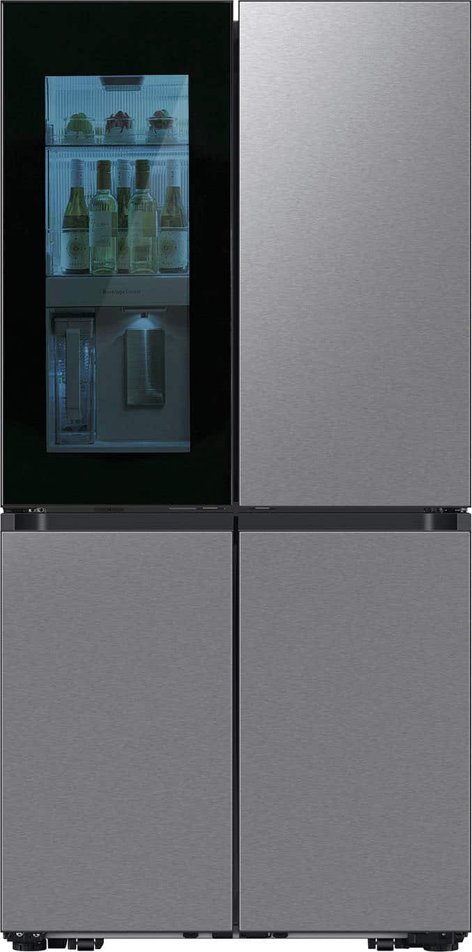 Samsung - 36 in. Wide Bespoke 29 Cu. Ft. 4-Door Flex French Door Refrigerator with Auto Open Door - Stainless Steel