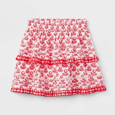 Girls' Adaptive Floral Tiered Mini Skirt Red - Roller Rabbit x Target XL