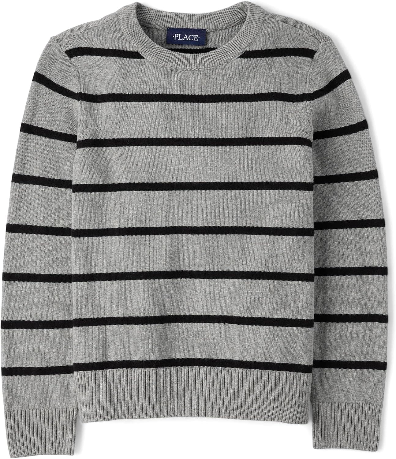 The Children's Place,Boys,Long Sleeve Crew Neck Pullover Sweater,Smoke Gauge Stripe,X-Small