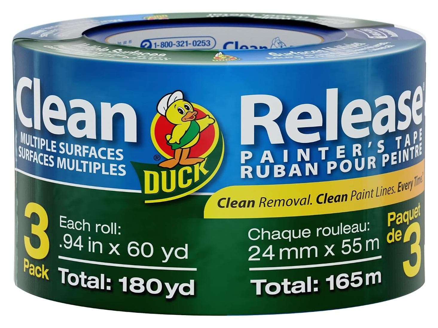 3 Duck Clean Release 1" Blue Painter's Tape Rolls Amazon
