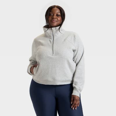 Women's Active Comfort 1/2 Zip Pullover Sweatshirt - All In Motion™ Heathered Gray 2X