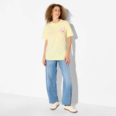 Women's Fruit Riot OS Short Sleeve Graphic T-Shirt - Light Yellow M