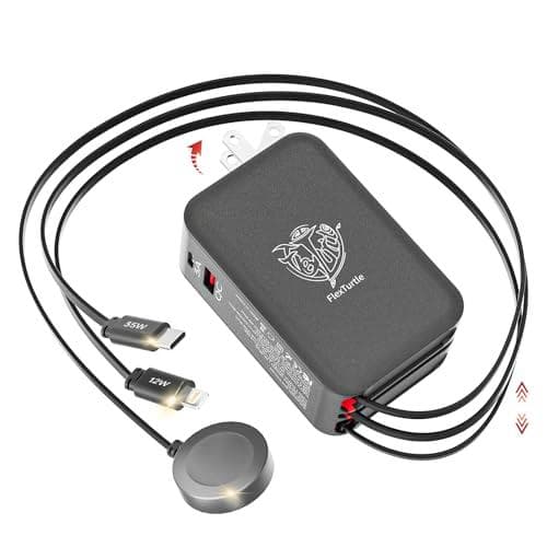 FlexTurtle 5-in-1 Retractable Charger w/ Apple Watch Charger Amazon