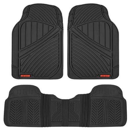 Motor Trend FlexTough Baseline Car Rubber Floor Mats Odorless Heavy Duty Fit for Sedan SUV Van Truck (Black)