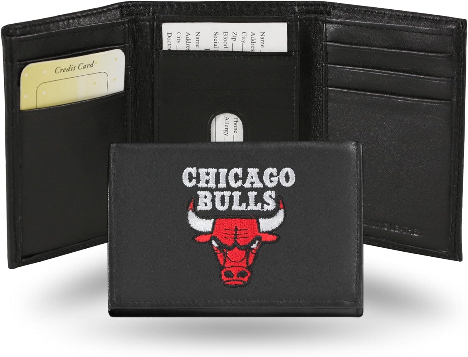 Stylish NBA Wallet: Chicago Bulls Embroidered Leather Trifold