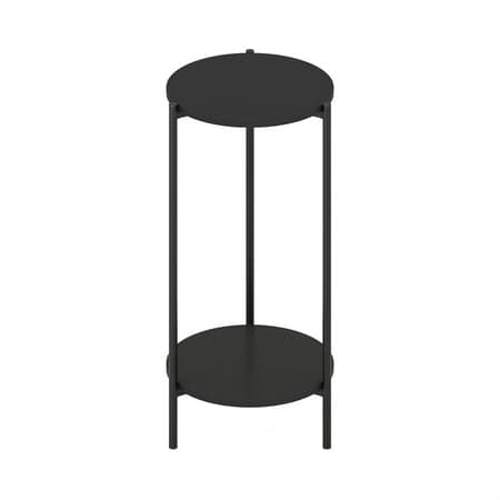 Furinno Besi 2-Tier Modern Tall Round Side End Table with Sturdy Metal Legs, Americano