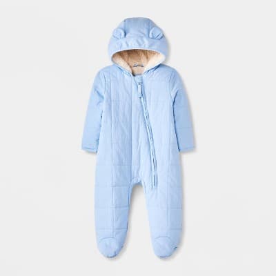 Baby Boys' Bunting Puffer Snowsuit - Cat & Jack™ Light Blue Newborn