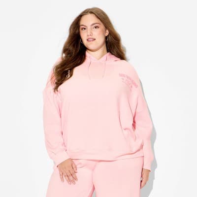 Women's Dog Walking Club Graphic Hooded Sweatshirt - Pink 2X