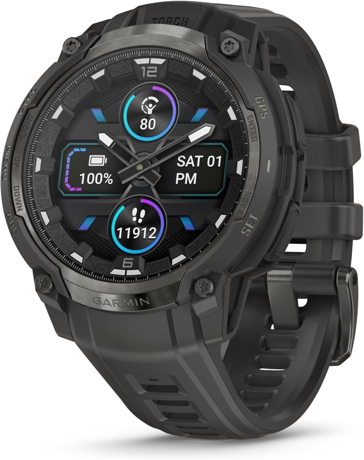 Garmin Instinct® Crossover AMOLED, Rugged Hybrid GPS Smartwatch with Analog Watch Hands and Bright AMOLED Display, Charcoal with Charcoal Silicone Band