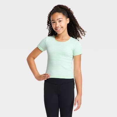 Girls' Seamless Crop T-Shirt - All In Motion™ Mint Green M