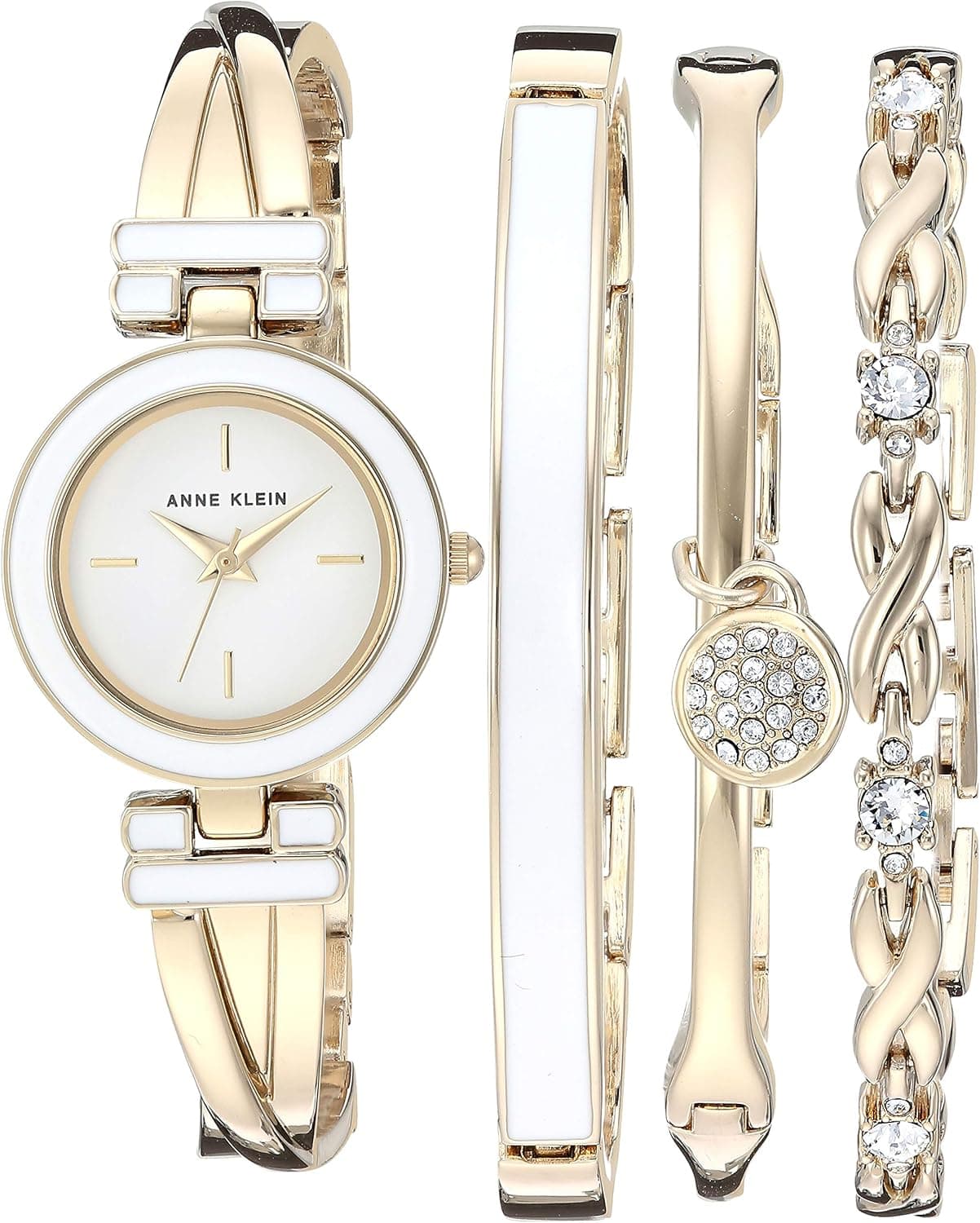 Anne Klein Women's Bangle Watch and Crystal Bracelet Set