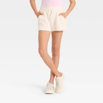 Girls' Fleece Shorts - Cat & Jack™ Cream M