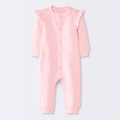 Baby Girls' Moon and Stars Fleece Romper - Cloud Island™ Pink 3-6M