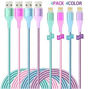 Get 4-Pack of Apple MFi Certified Lightning Cables for $4.50