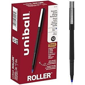 Uni-Ball uni Roller Ball Pens - 12-Pack (Blue) for $6.25