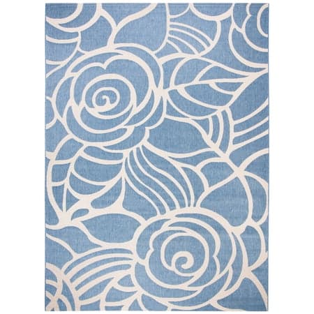 SAFAVIEH Courtyard Chester Floral Indoor/Outdoor Area Rug, Blue/Beige, 8' x 11'