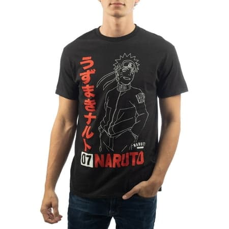 Naruto Shippuden Men's & Big Men's Kanji '07 Anime Graphic Tee Shirt, Sizes S-3XL, Naruto Mens Tee Shirts