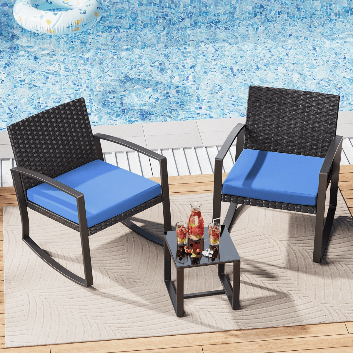 Ebern Designs Cushioned Patio Rocking Chair Set - 71% Off