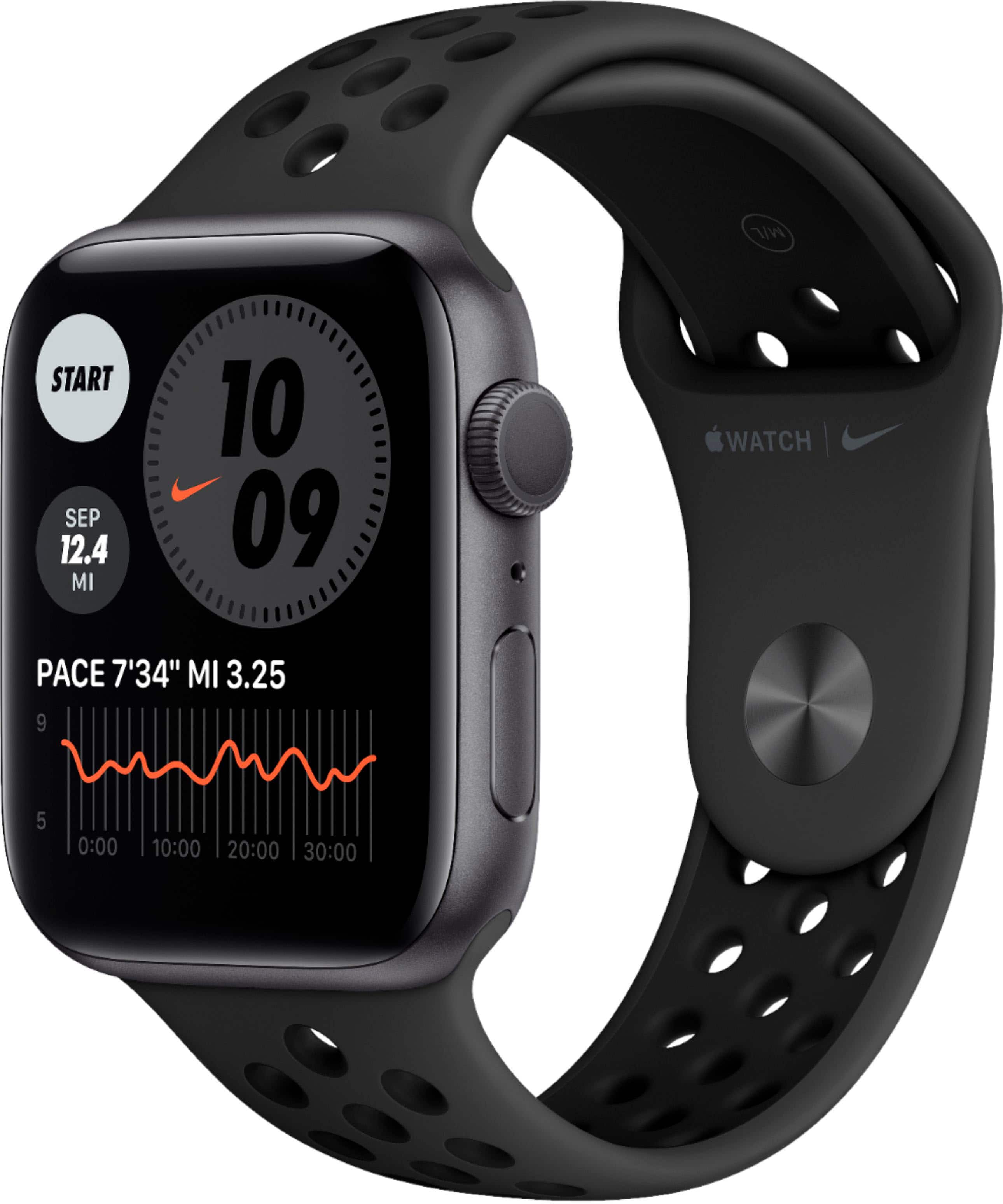 Apple Refurbished Watch Nike Series 6 (GPS) 44mm Aluminum Case with Anthracite/Black Nike Sport Band - Space Gray - (2020)