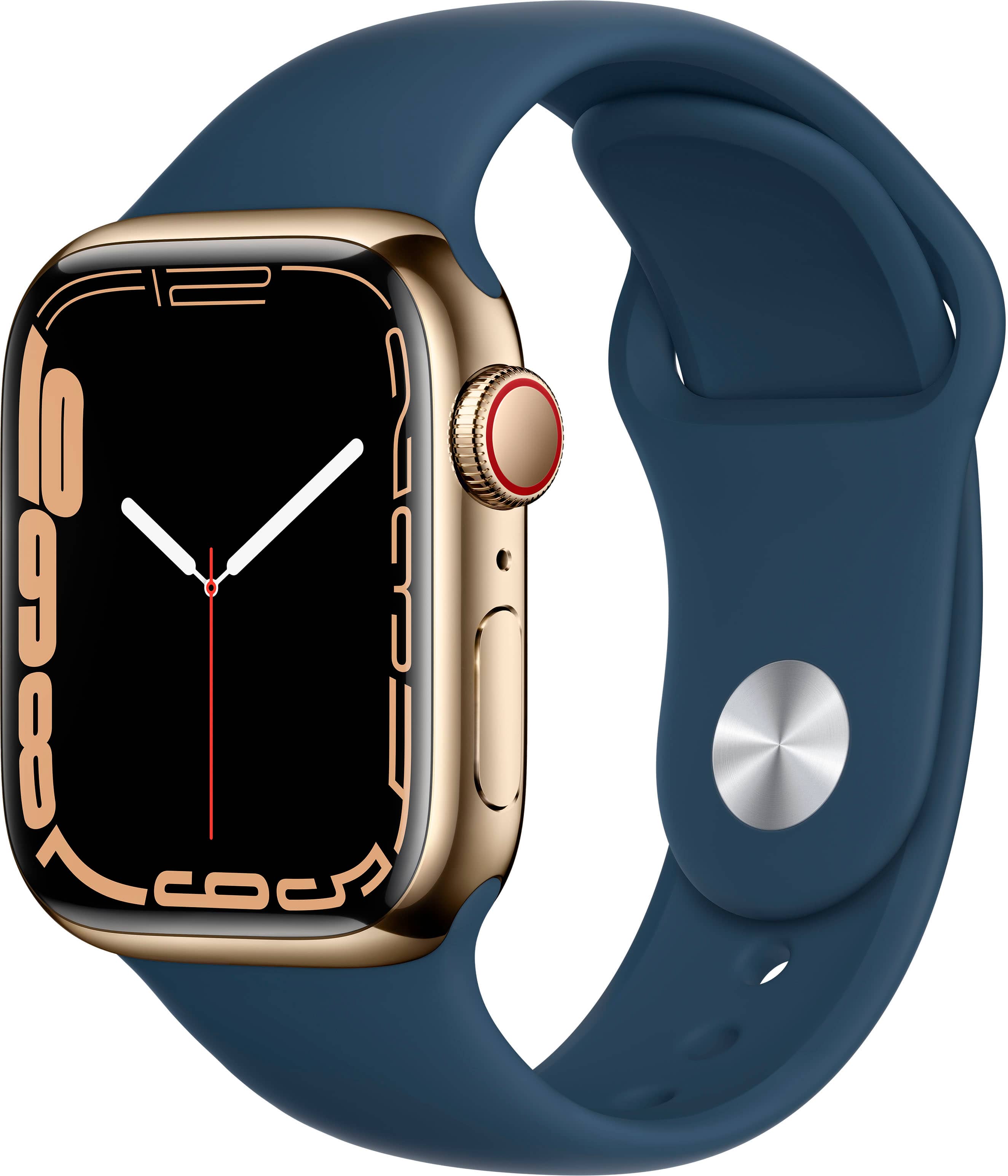 Refurbished Apple Watch Series 7 (GPS + Cellular) 41mm Gold Stainless Steel with Abyss Blue Sport Band - Blue - (2021)