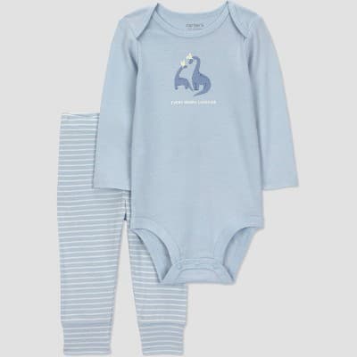Carter's Just One You® Baby Boys' 2pc Striped Dino Easter Set - Blue 12M