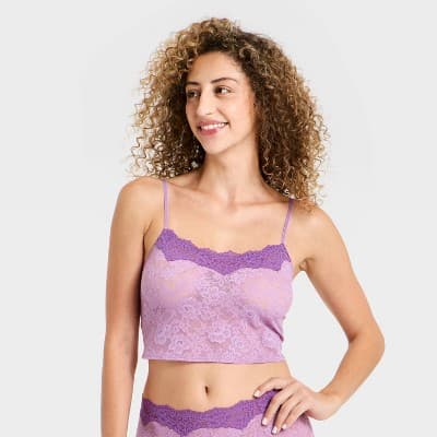 Women's Lace Cropped Cami - Wild Fable™ Light Purple L