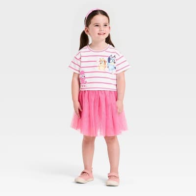 Toddler Girls' 2pc Bluey T-Shirt & Tulle Skort Set - Pink 3T