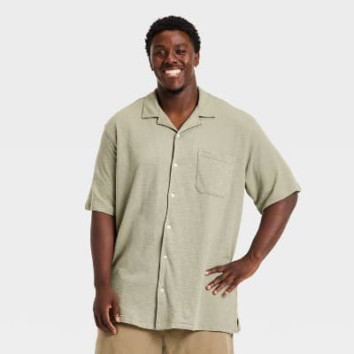 Men's Short Sleeve Knit Camp Shirt - Goodfellow & Co™ Green LT