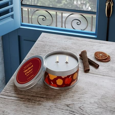 11.5oz 2-wick Tin Candle - Mulled Spice & Cider