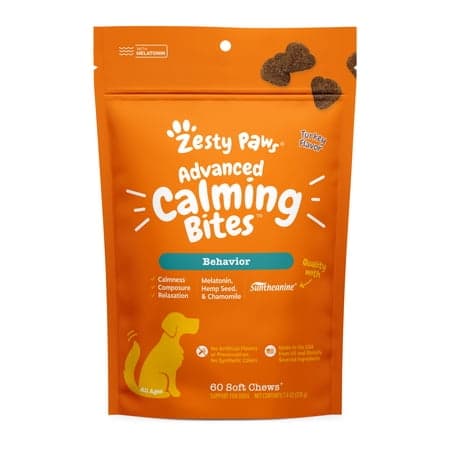 Zesty Paws Advanced Calming Bites Turkey Flavor Dog Supplement, 60 Count