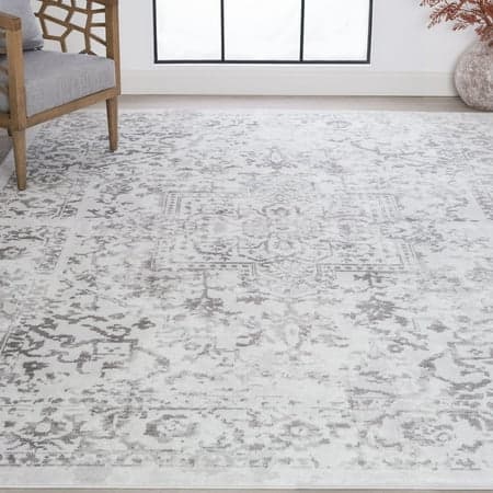 Bliss Rugs Persian Traditional Area Rug, Geometric Indoor Rugs for Living Room, Dining Room, Bedroom | White, 5' x 7' (5'3''x7'3'')