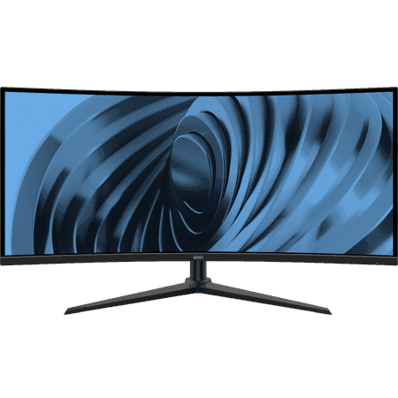 onn 34" Curved Ultrawide WQHD (3440 x 1440p) 120Hz Bezel-Less Office Monitor with Cable, Black