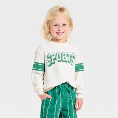 Grayson Mini Toddler Boys' Go Sports French Terry Pullover Sweatshirt - Off-White 12M