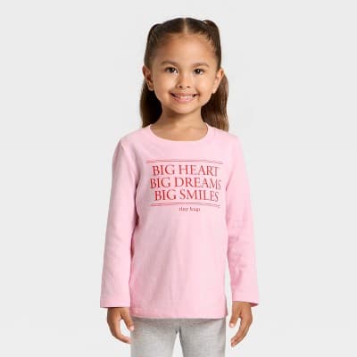 Toddler Girls' Long Sleeve Graphic T-Shirt - Cat & Jack™ Light Pink 12M