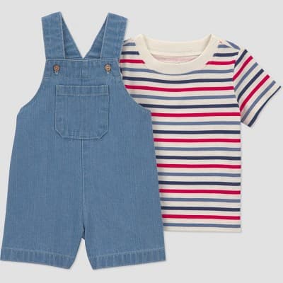 Carter's Just One You® Baby Boys' Multi Striped 4th of July Overalls Set - Blue 3M