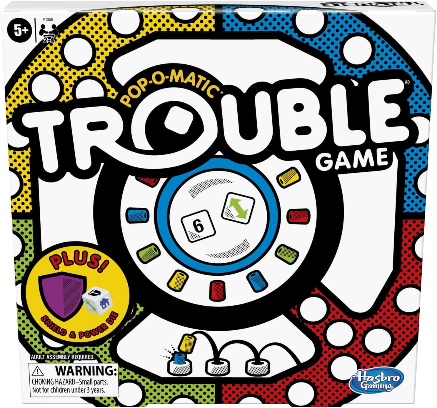 Hasbro Gaming Trouble Board Game, Includes Bonus Power Die and Shield, Family Game for 2-4 Players, Ages 5 and Up (Amazon Exclusive)
