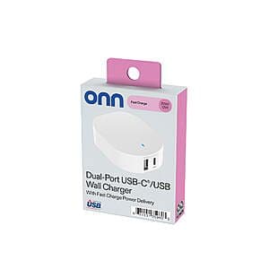 Compact 2-Port USB Wall Charger from onn. - Only $5